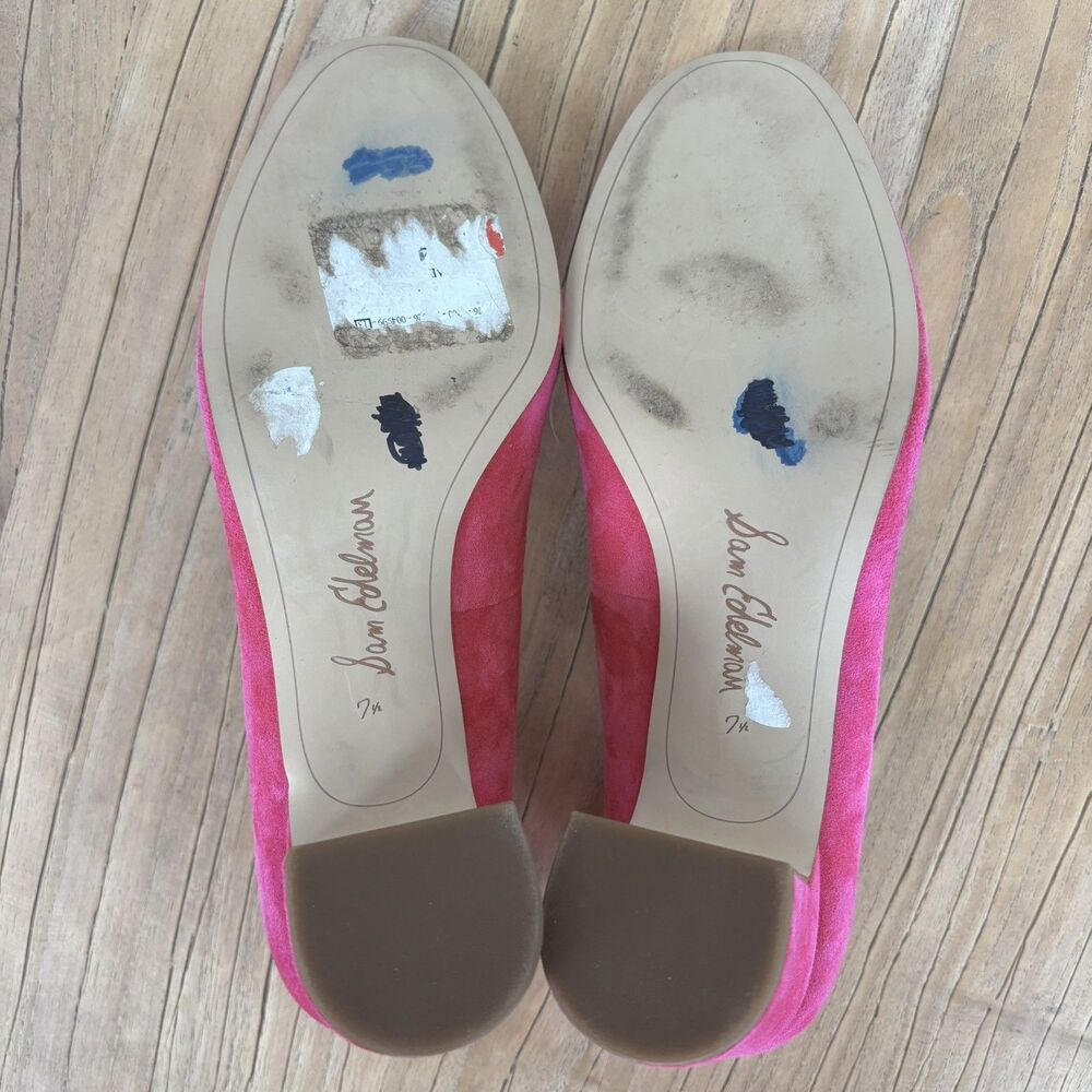 Sam Edelman Women Junie Hot Pink Block Heel Pumps Size 7.5 Suede Leather Barbie - Picture 11 of 15